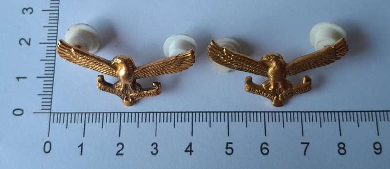 Pair SA Air Force Collar Badges.  Pins Intact.