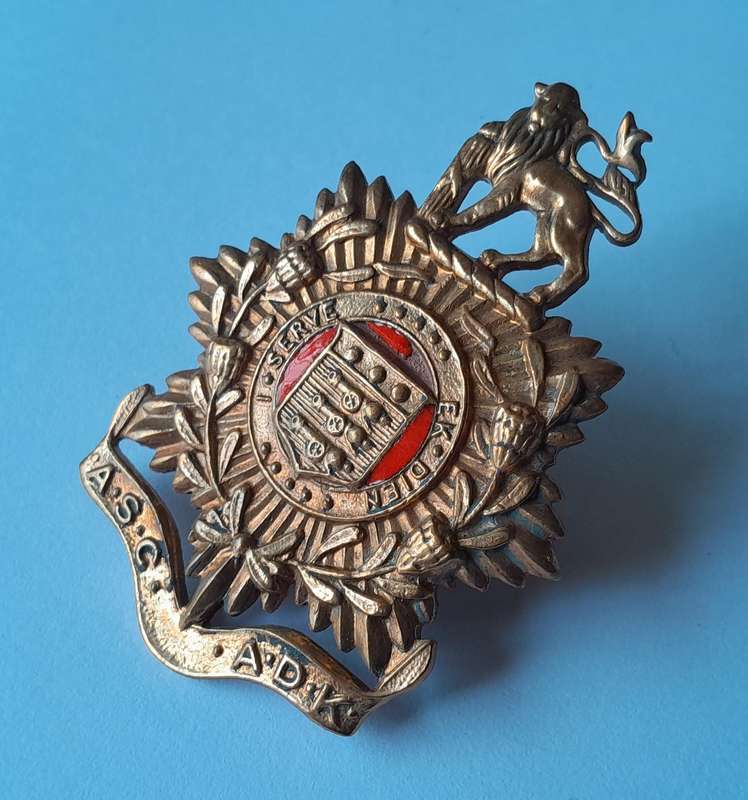 SADF Army Service Corps Cap Badge.  Screw Lugs Intact.
