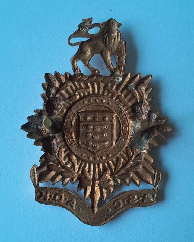 SADF Army Service Corps Cap Badge.  Screw Lugs Intact.