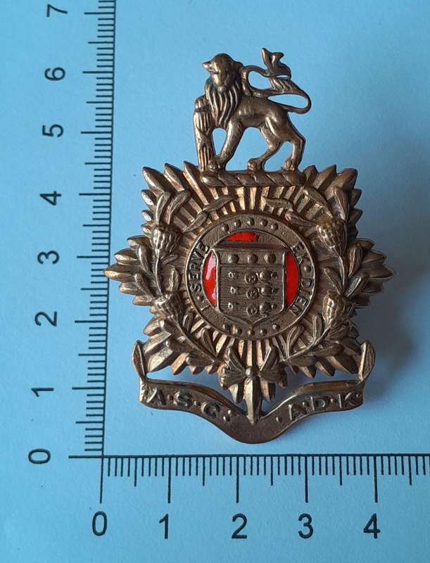 SADF Army Service Corps Cap Badge.  Screw Lugs Intact.
