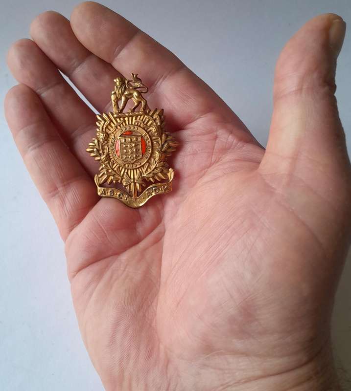 SADF Army Service Corps Cap Badge.  Screw Lugs Intact.