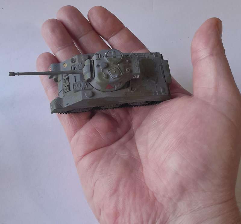 Vintage WW2 Sherman Firefly.  Hand-Painted (Plastic).  10.5cm.  Swiveling Turret.