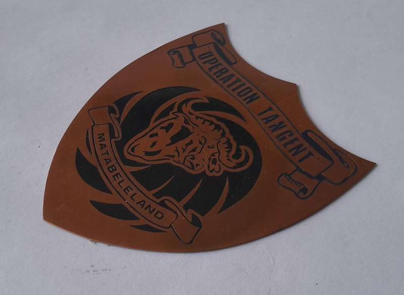 Rhodesian Bush War "Operation Tangent, Matabeleland" Copper Plaque.