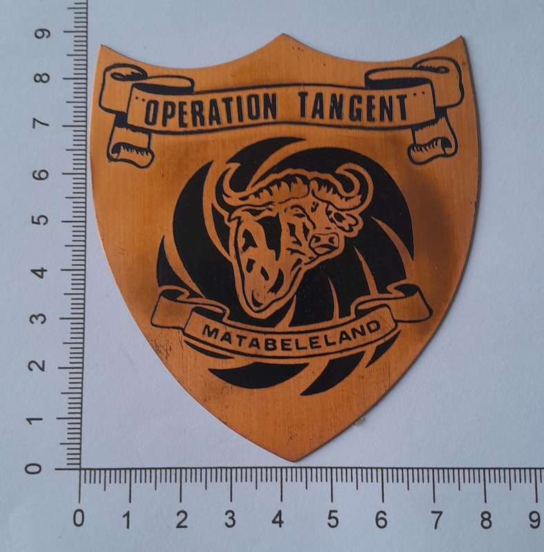 Rhodesian Bush War "Operation Tangent, Matabeleland" Copper Plaque.
