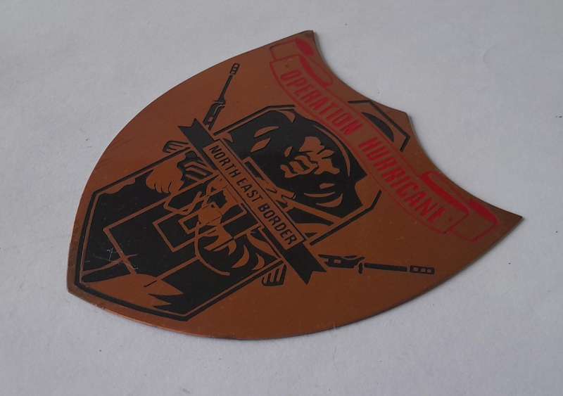Rhodesian Bush War "Operation Hurricane, North East Border" Copper Plaque.