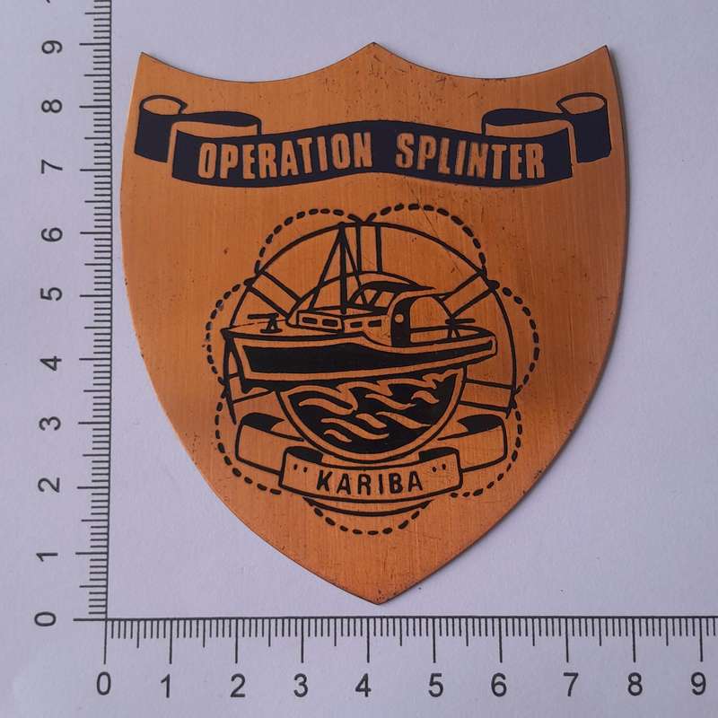 Rhodesian Bush War "Operation Splinter, Kariba" Copper Plaque.