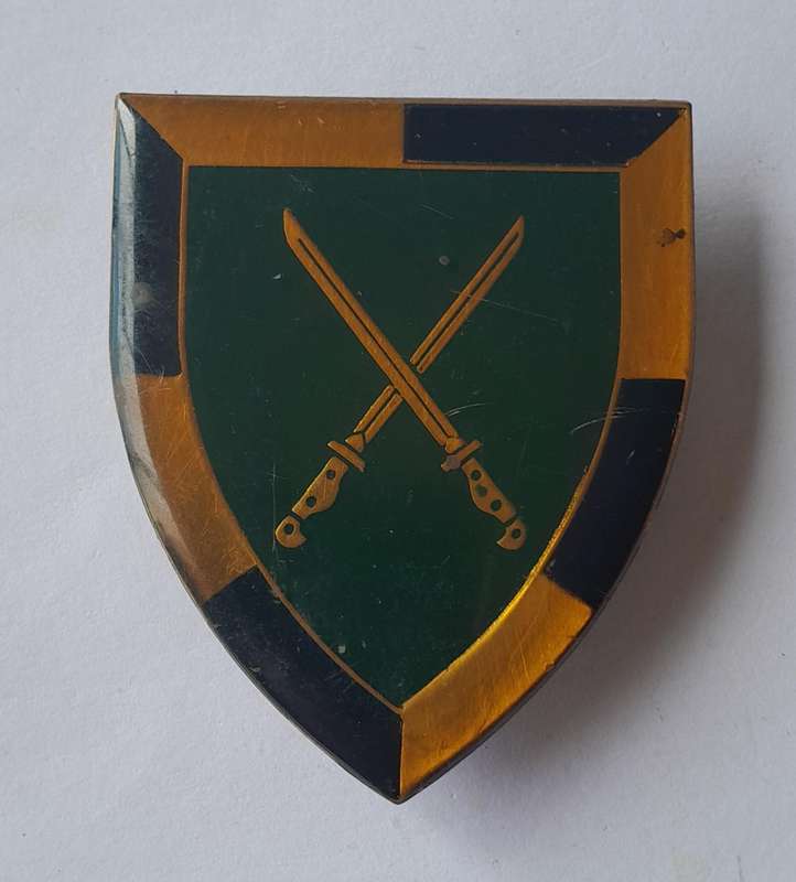SADF Infantry School Shoulder Flash.  All Pins Intact.