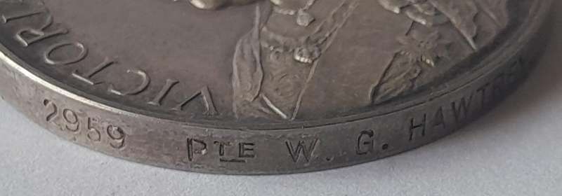 Boer War QSA Medal to 2959, Pte. W.G. Hawtry, Duke of Edinburgh's Own Volunteer Rifles.