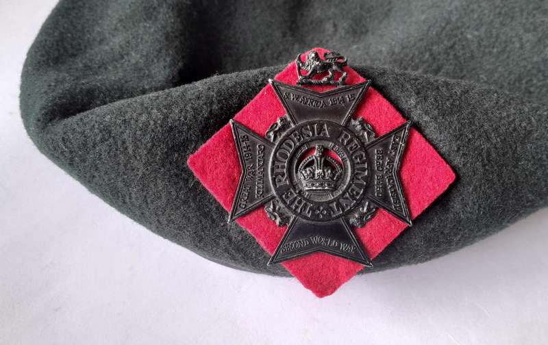 Vintage Rhodesian Regiment Bush War Beret With Badge.