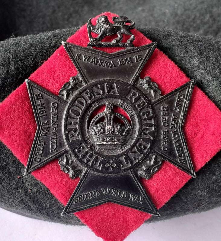 Vintage Rhodesian Regiment Bush War Beret With Badge.