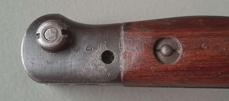 Rare WW2 Australian Orange Arsenal Pattern 1907 Bayonet With Scabbard And Frog.  Dated 1942.
