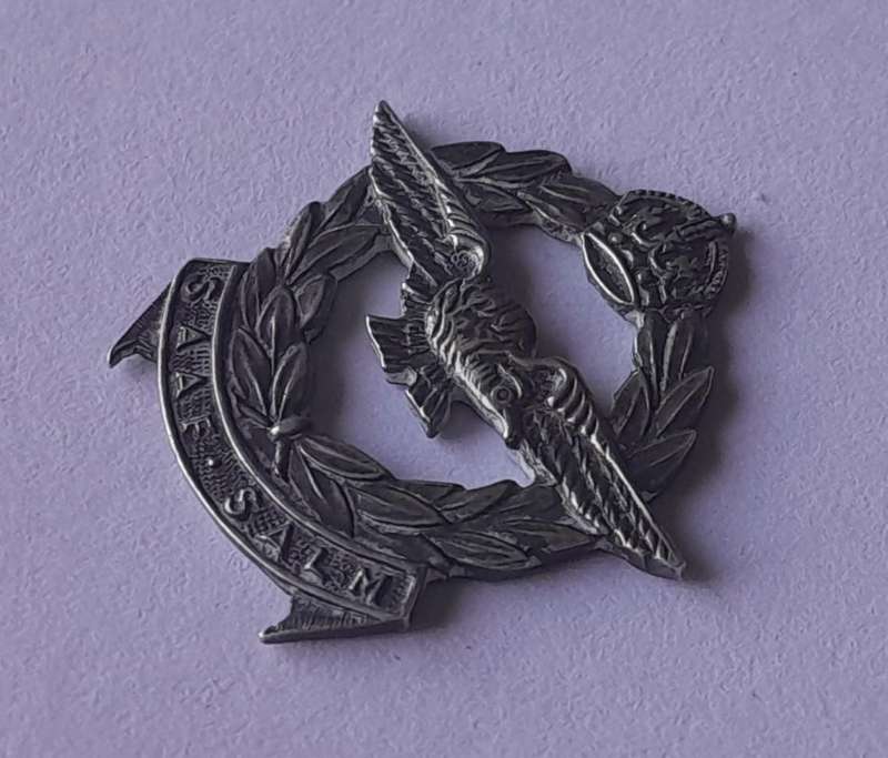 WW2 Solid Silver SA Air Force Sweetheart Badge.  No Clasp.