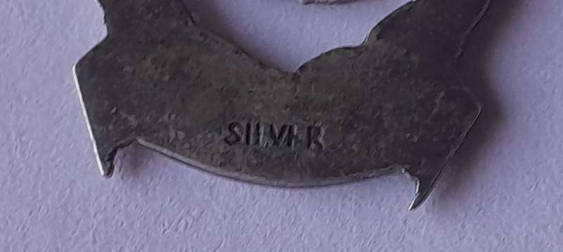 WW2 Solid Silver SA Air Force Sweetheart Badge.  No Clasp.