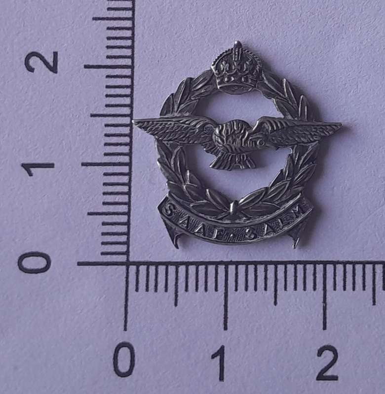 WW2 Solid Silver SA Air Force Sweetheart Badge.  No Clasp.