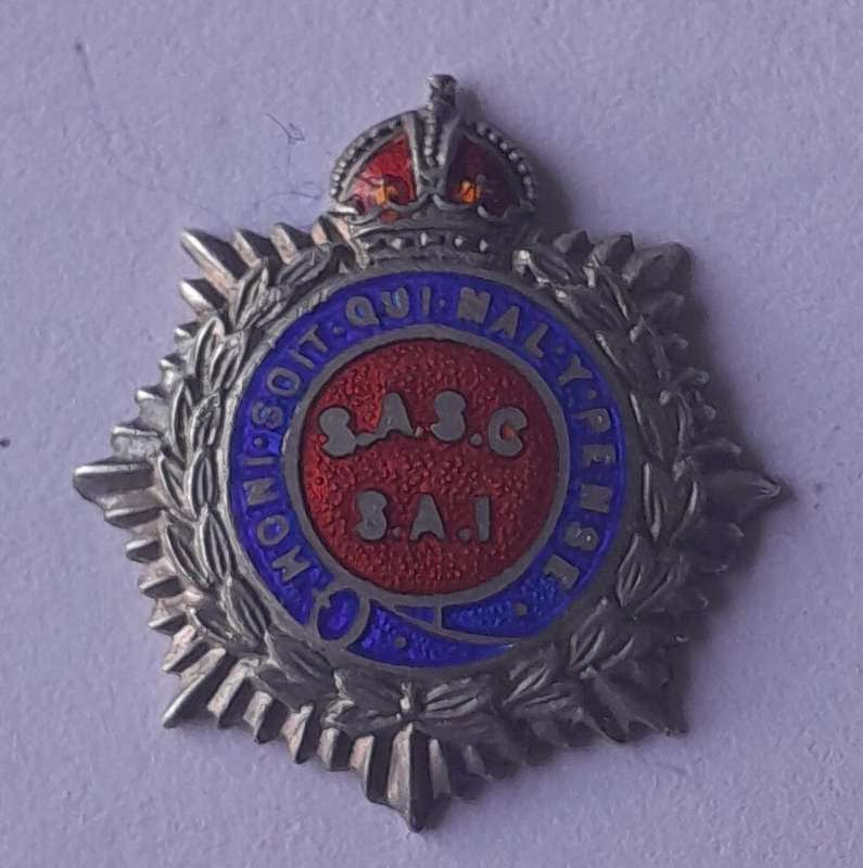 WW2 SA Service Corps SASC/ SAI Sweetheart Badge.  Enameled.  No Clasp.