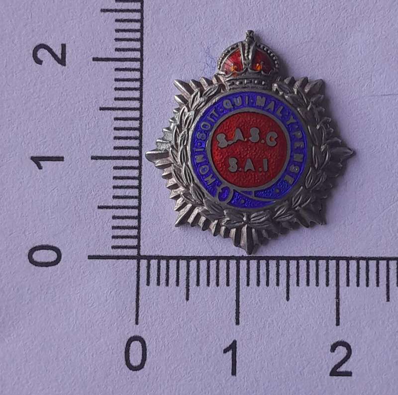 WW2 SA Service Corps SASC/ SAI Sweetheart Badge.  Enameled.  No Clasp.