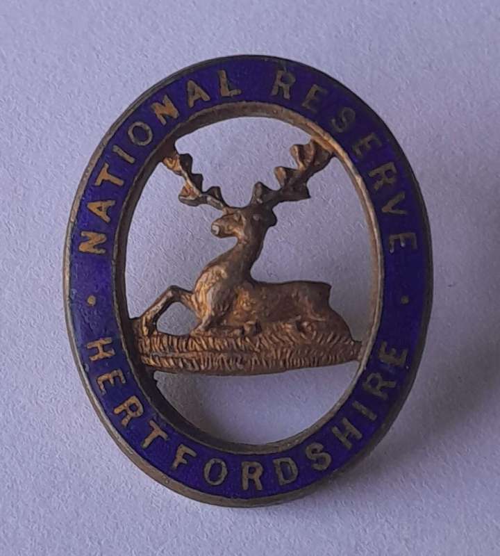 WW2 National Reserve Hertfordshire Sweetheart Badge.  JR Gaunt.  No Clasp.