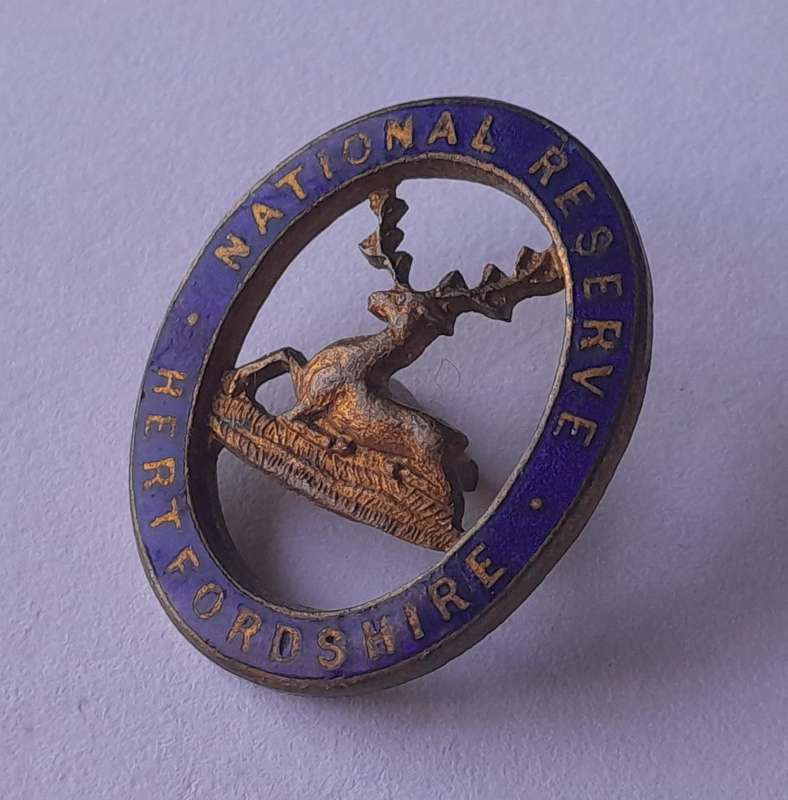 WW2 National Reserve Hertfordshire Sweetheart Badge.  JR Gaunt.  No Clasp.
