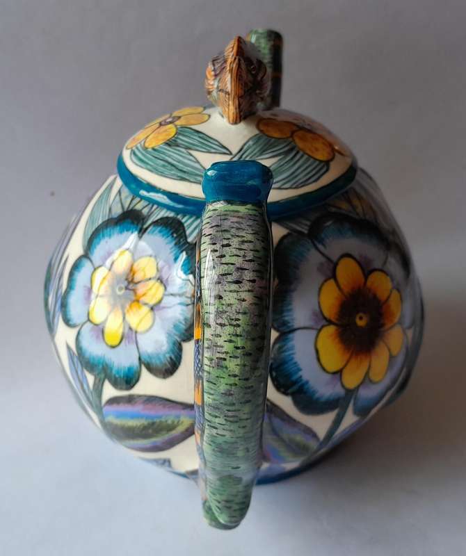 Ardmore Studio Hand Painted Lidded Teapot.  Made By Paulin.  Painted By Rosemary.  24cm X 16cm.