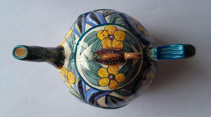 Ardmore Studio Hand Painted Lidded Teapot.  Made By Paulin.  Painted By Rosemary.  24cm X 16cm.