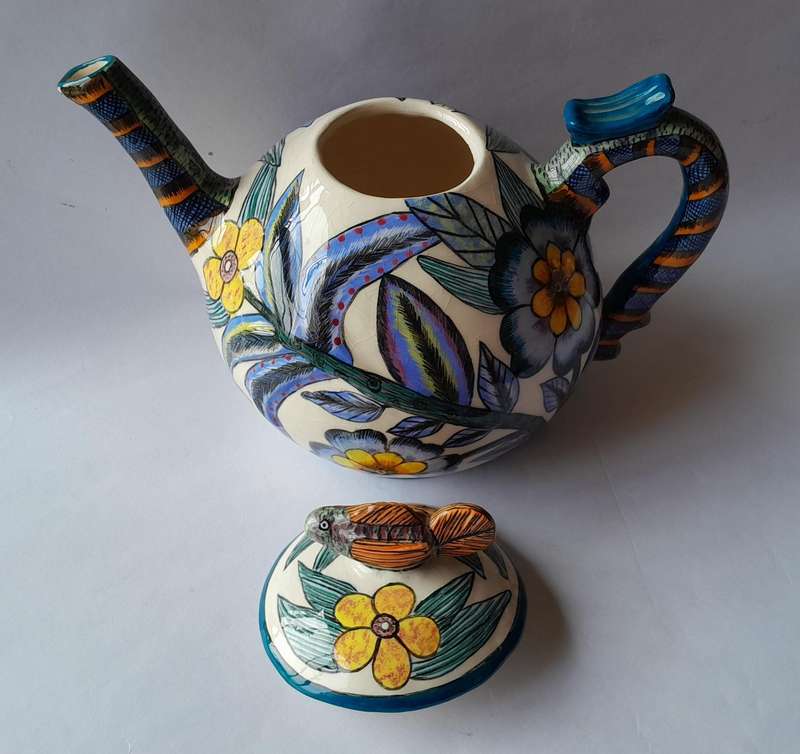 Ardmore Studio Hand Painted Lidded Teapot.  Made By Paulin.  Painted By Rosemary.  24cm X 16cm.