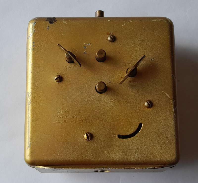 Westclox 1948-1956 Bellboy Alarm Clock. 1946 Canadian Patent.