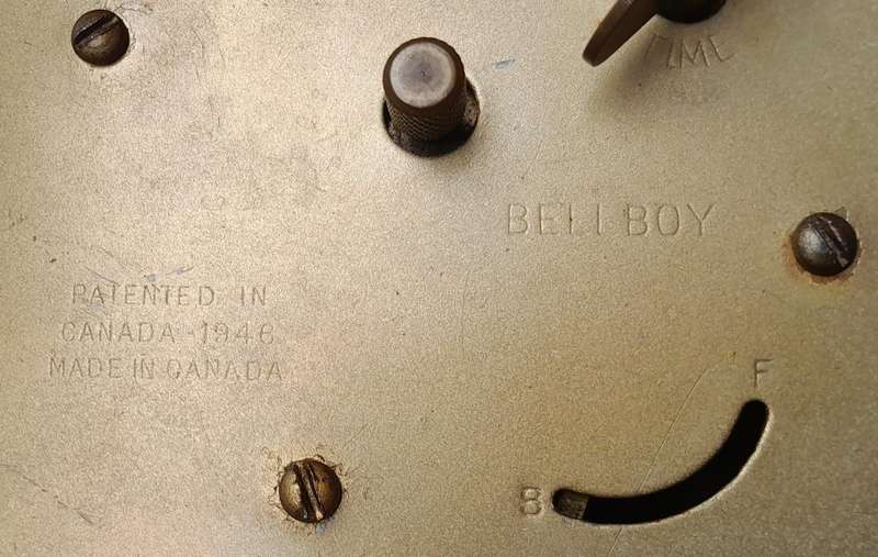 Westclox 1948-1956 Bellboy Alarm Clock. 1946 Canadian Patent.