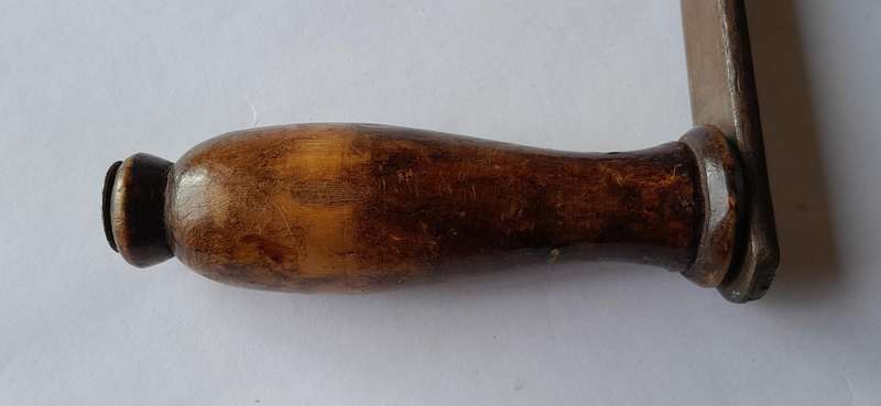 Antique Hand Crank With Turned Wood Handle.
