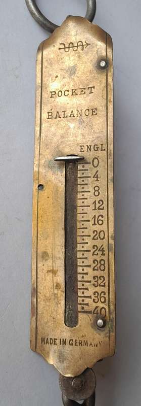 Vintage German Brass Pocket Balance Scale.