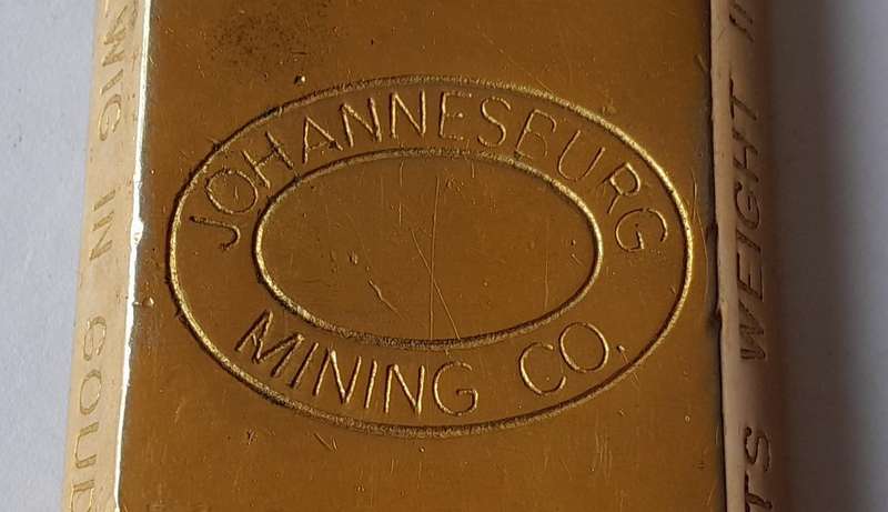 Vintage Gold Bar Shaped Paperweight.  Johannesburg Mining Company.