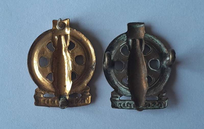 Pair WW2 SA Army Technical Corps Collar Badges.  Pins / Lugs Intact.