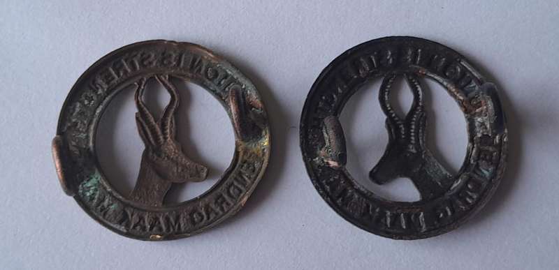 Pair WW2 SA Infantry Collar Badges.  Lugs Intact.