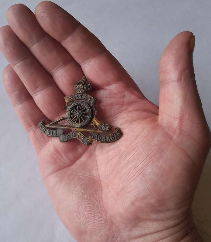 WW2 Natal Field Artillery Cap Badge.  Lugs Intact.