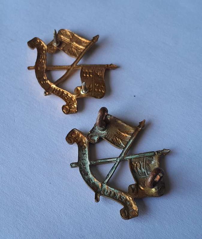 Pair SA Imperial Light Horse Collar Badges.  Lugs / Pins Intact.