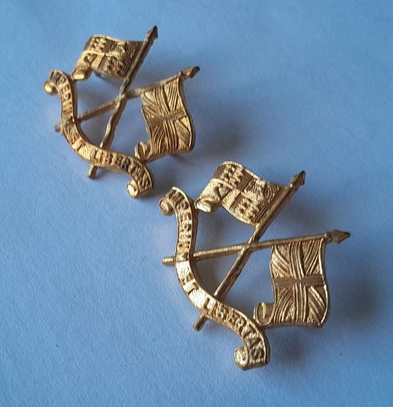 Pair SA Imperial Light Horse Gilt Collar Badges.  Pins Intact.