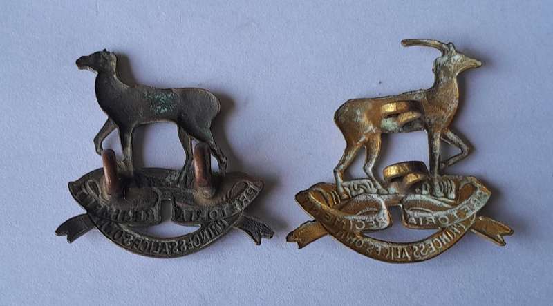 Pair SADF Pretoria Regiment (Princess Alice's Own) Collar Badges.  Lugs Intact.
