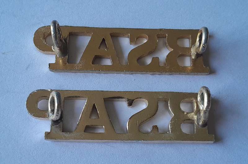 Pair Rhodesian BSAP (British South African Police) Shoulder Titles.  Lugs Intact.