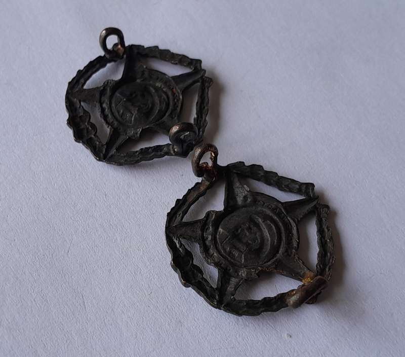 Pair SA Army Regiment Botha Collar Badges.  Lugs Intact.
