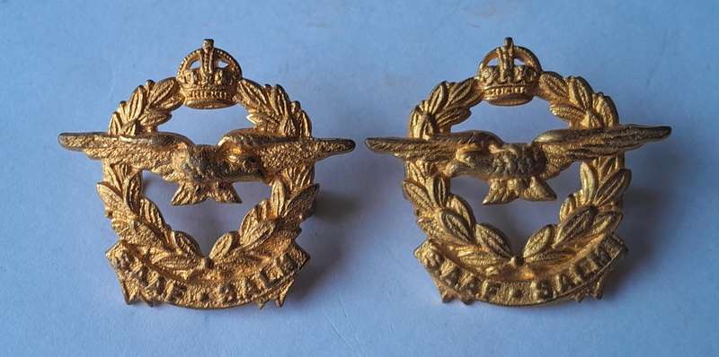WW2 SA Air Force Badge Group.  Cap, 2 Collars & 2 Lapels.  Lugs Intact.