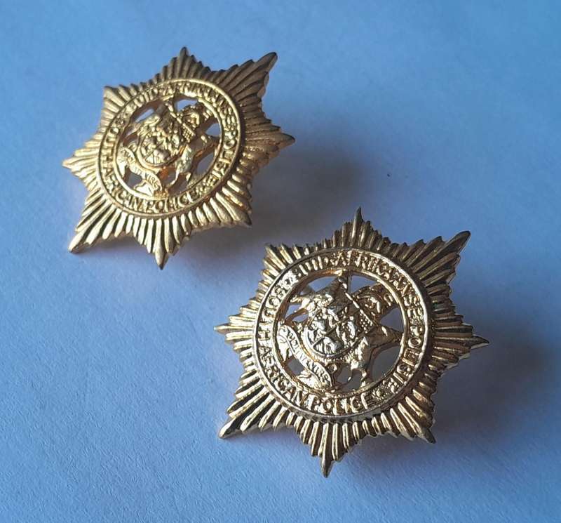 Pair Vintage SAP Collar Badges.  Pins Intact.