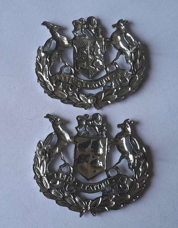 Pair SADF Warrant Officer Class 1 Rank Badges.  Pins Intact.