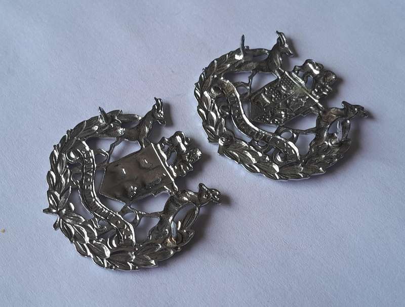 Pair SADF Warrant Officer Class 1 Rank Badges.  Pins Intact.