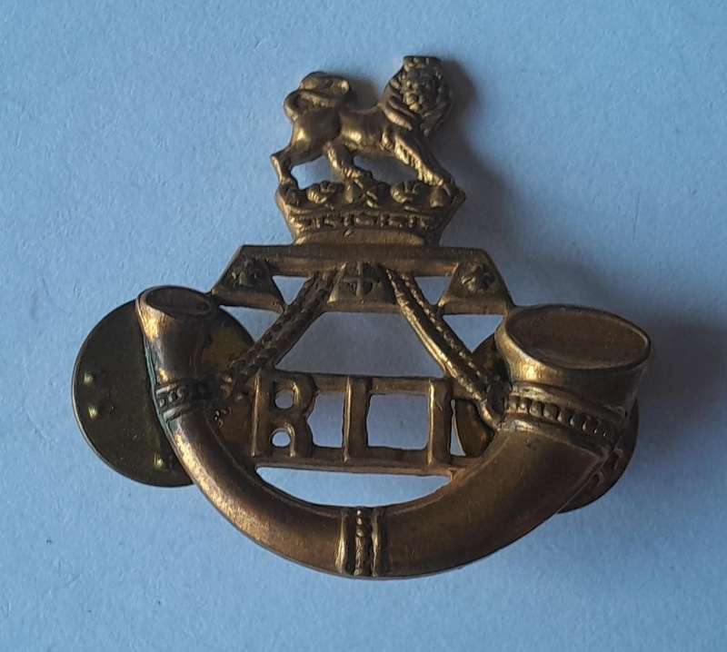 SA Army Rand Light Infantry Cap & Collar Badges.  Lugs / Pins Intact.