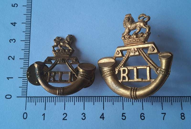 SA Army Rand Light Infantry Cap & Collar Badges.  Lugs / Pins Intact.