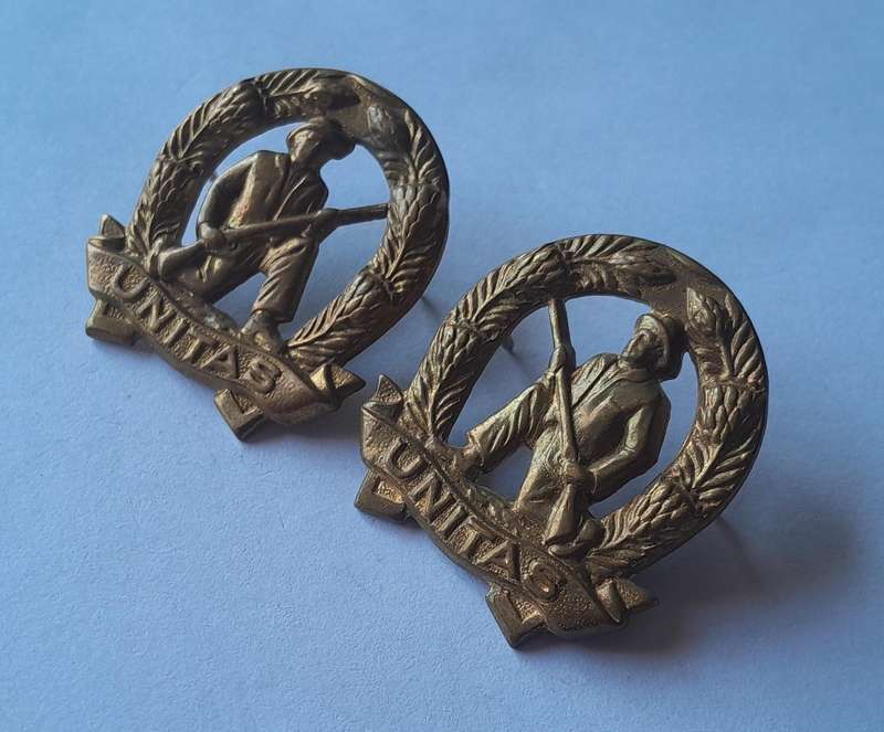 Pair SADF Commando Collar Badges (facing).  Pins Intact.