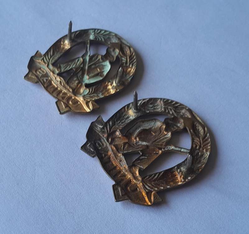 Pair SADF Commando Collar Badges (facing).  Pins Intact.