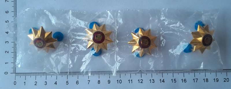 Set of 4 SADF 9 Point Rank Pips.  Pins Intact.