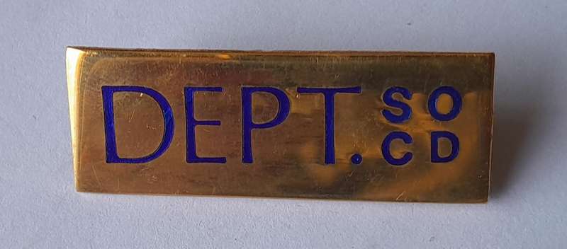 DEPT. SO/CD Badge.  Pins Intact.