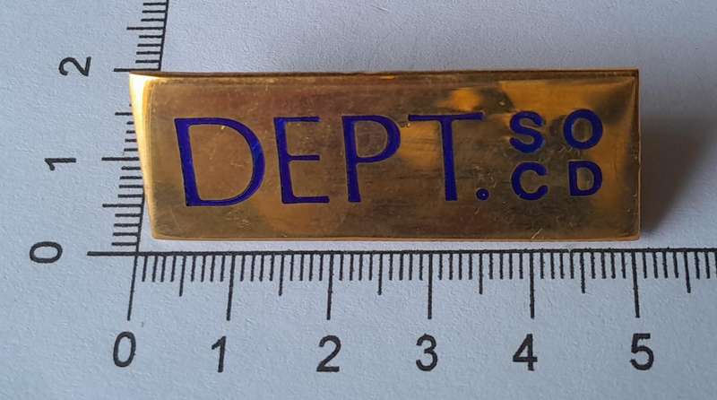DEPT. SO/CD Badge.  Pins Intact.