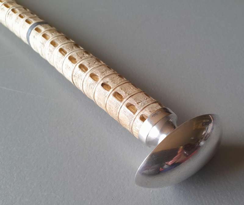 Antique Hugo Bohm Silver Topped Vertebrae Walking Stick. Modernist. Circa 1900.